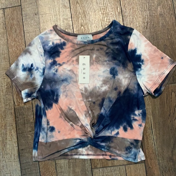 Gaze jr sz L knotted front tie dye top NWT - Picture 1 of 5